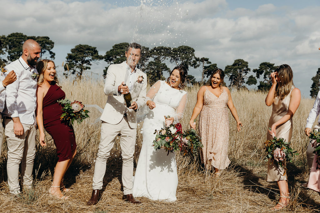 A Perfect Outdoor Wedding Celebrated with Champagne