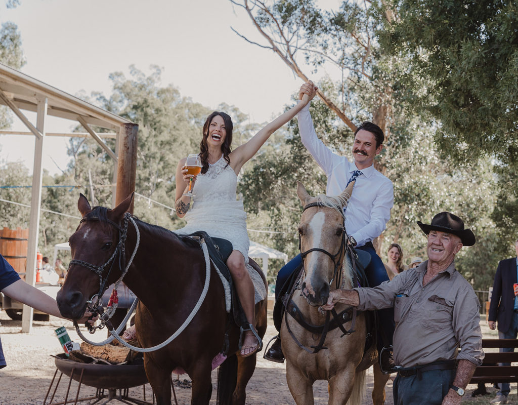 a beautiful outdoor wedding on horseback